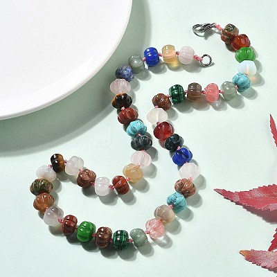 Pumpkin Natural & Synthetic Gemstone Beaded Necklace G-P563-06-1