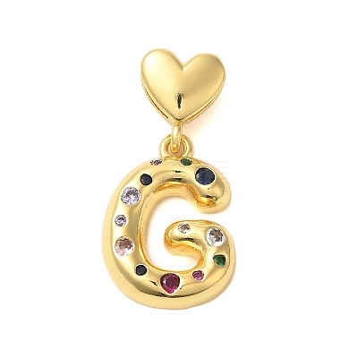 Rack Plating Brass Micro Pave Clear Cubic Zirconia Perdants KK-C067-12G-G-1