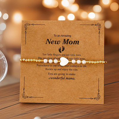 Handmade Brass & Imitation Pearl Round Beaded Bracelets YH5085-2-1