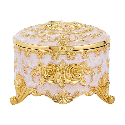 Alloy Pink Enamel Trinket Storage Decorative Boxes CON-WH20001-20A-1
