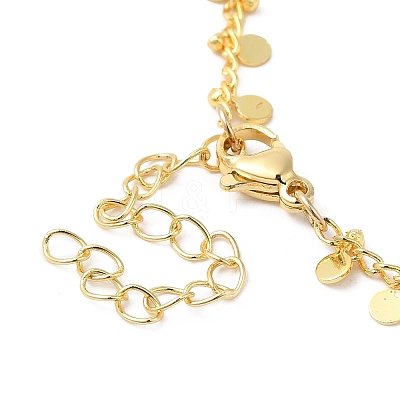 Brass Flat Round Charms Chain Bracelets for Women BJEW-G672-04G-1