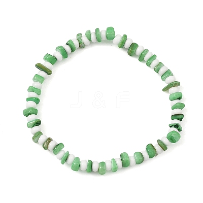 Dyed Natural Freshwater Shell & Glass Seed Beads Stretch Bracelets for Women BJEW-JB14129-1