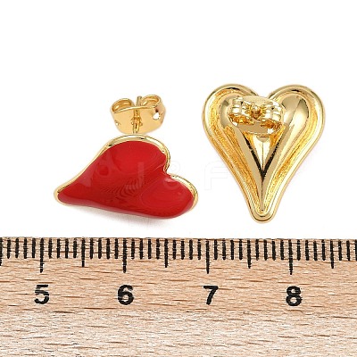Brass Heart Stud Earrings EJEW-C152-05B-1