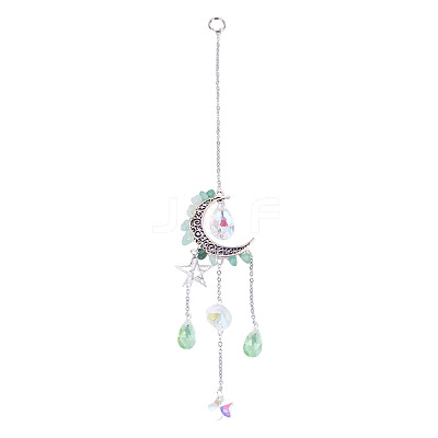 Moon & Star Alloy Hanging Ornaments HJEW-TADJ0023-1