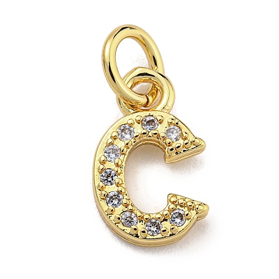 Initial Letter Brass with Cubic Zirconia Charms KK-Q814-26C-G-1