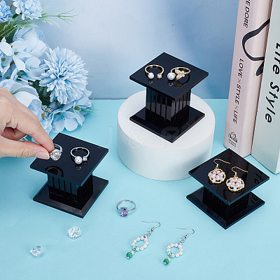 3Pcs 3 Sizes Square Acrylic Jewelry Display Pedestals ODIS-WH0038-170B-1