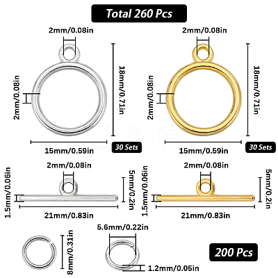 60Pcs 2 Colors Tibetan Style Alloy Toggle Clasps FIND-SC0008-20-1