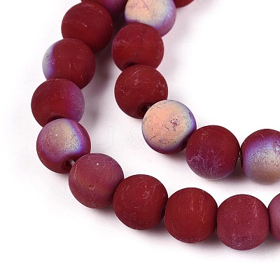Frosted Opaque Glass Beads Strands GLAA-T032-P6mm-MBB05-1