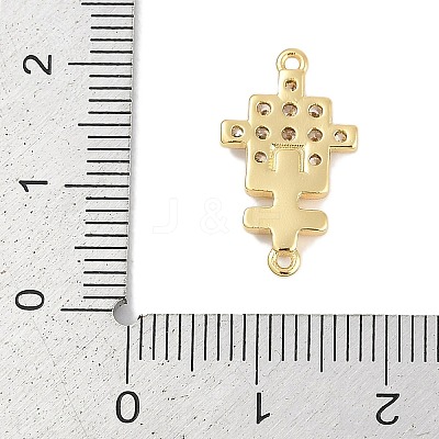Brass Clear Cubic Zirconia Cross Connector Charms KK-Q028-33G-1