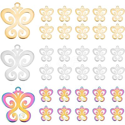 30Pcs 3 Colors 304 Stainless Steel Charms STAS-DC0011-91-1