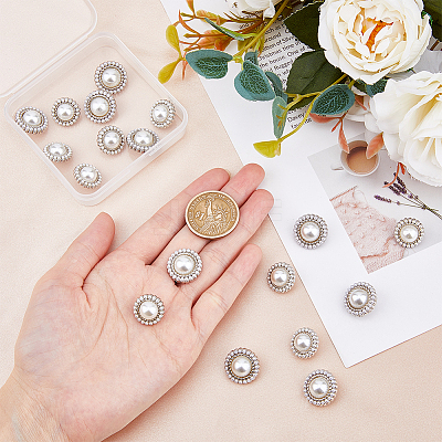 20Pcs 2 Style ABS Plastic Imitation Pearl Shank Buttons BUTT-DC0001-06P-1
