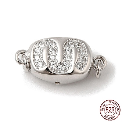 Rhodium Plated 925 Sterling Silver Micro Pave Clear Cubic Zirconia Bayonet Clasps STER-G038-15P-1