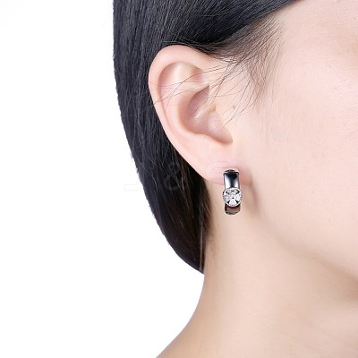 Trendy Sterling Silver Hoop Earrings EJEW-BB30032-1