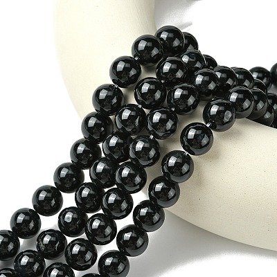 Natural Dyed & Heated Black Onyx Round Beads Strand X-G-L087-12mm-01-1