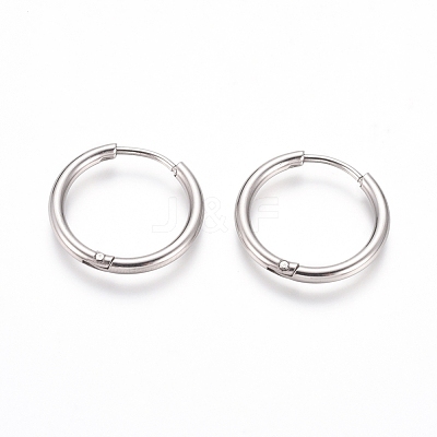 Tarnish Resistant 202 Stainless Steel Huggie Hoop Earrings EJEW-F111A-19mm-P-1