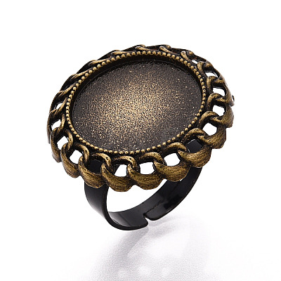 Adjustable Alloy & Iron Bezel Cup Ring Base with Rotatable Tray MAK-T012-14AB-1