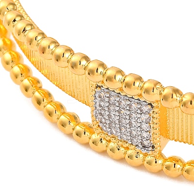 Rack Plating Brass Micro Pave Cubic Zirconia Cuff Bracelets for Women BJEW-M040-08G-1
