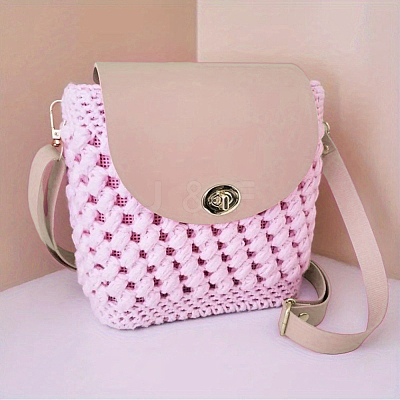 1 Set Handmade PU Leather Crochet Shoulder Bag Accessories Kits PURS-CL0001-37B-1