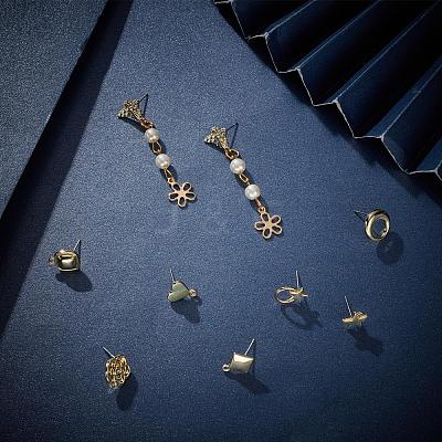 48Pcs Heart & Star & Moon & Geometry Alloy Stud Earring Findings PALLOY-PH0001-83LG-1