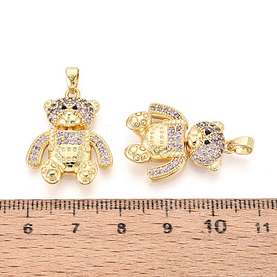 Brass Micro Pave Cubic Zirconia Pendants KK-P336-02B-G-1