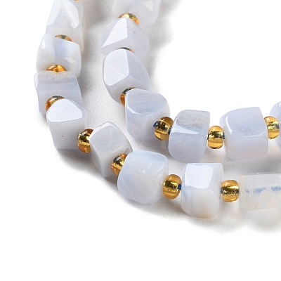 Natural Blue Lace Agate Beads Strands G-NH0036-01-1