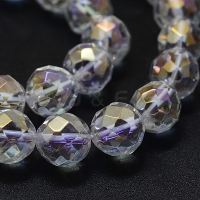 Electroplated Natural Quartz Crystal Beads Strands G-K285-10-6mm-1