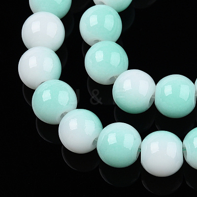Two Tone Opaque Baking Paint Glass Beads Strands DGLA-Q027-8mm-05-1