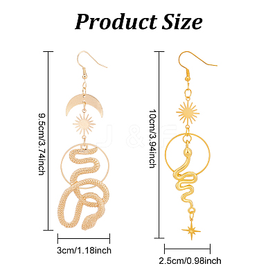 2 Pairs 2 Style Sun & Moon Planet Alloy Dangle Earrings EJEW-AN0002-42-1