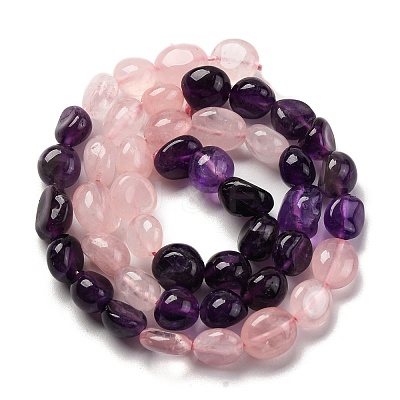 Natural Rose Quartz & Amethyst Beads Strands G-L610-B16-01-1