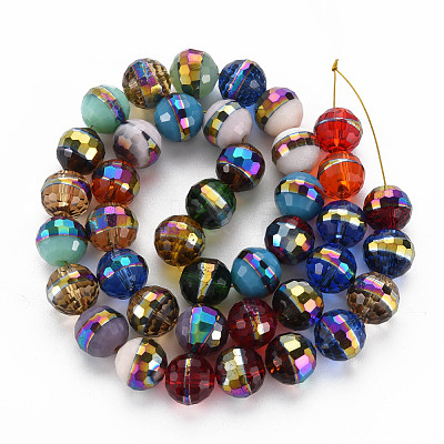 Electroplate Transparent Glass Beads Strands EGLA-N006-031-A01-1