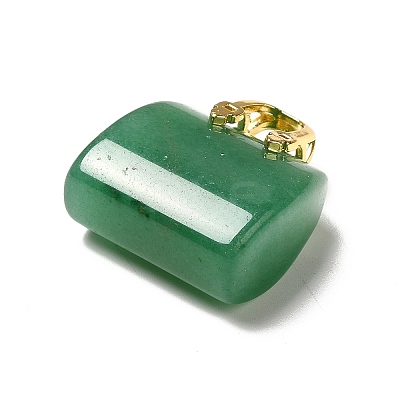 Natural Green Aventurine Brass Pendants KK-E274-01G-14-1