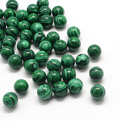 Round Dyed Synthetic Malachite Beads G-Q450-01-1