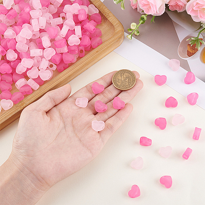 240Pcs 2 Colors Frosted Transparent Acrylic Beads MACR-PA0001-53-1