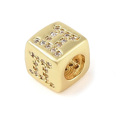 Brass Micro Pave Clear Cubic Zirconia European Beads LS-KK-K368-01G-03-1