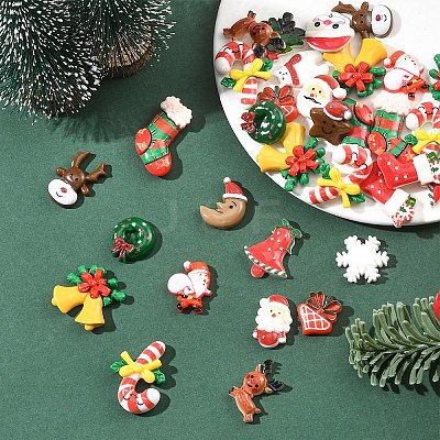90Pcs 18 Styles Christmas Themed Opaque Resin Cabochons Sets CRES-YW0002-69-1