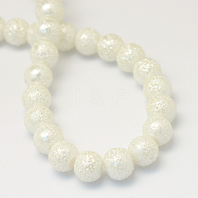 Baking Painted Textured Glass Pearl Bead Strands X-HY-Q002-6mm-01-1