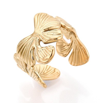 Ion Plating(IP) 304 Stainless Steel Cuff Open Rings for Women RJEW-N052-12G-1