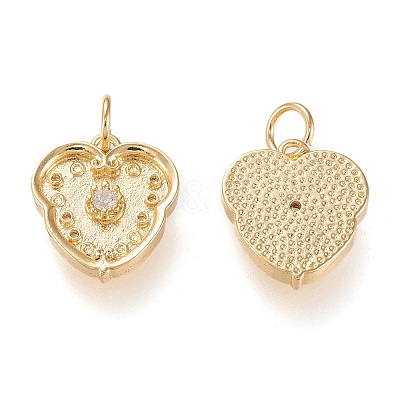 Brass Micro Pave Clear Cubic Zirconia Charms ZIRC-K086-08G-1