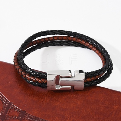 Braided Microfiber Leather Cord Bracelets for Women Men BJEW-D304-17P-02-1
