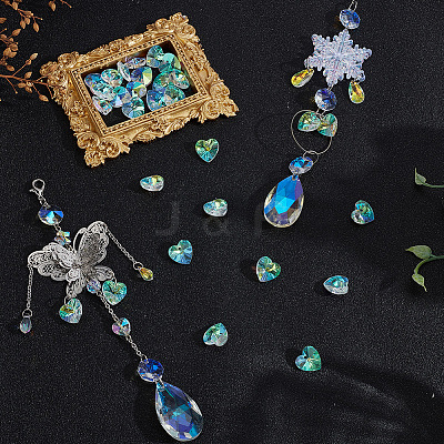 100Pcs Valentine's Day Glass Pendants RGLA-SP0001-67-1