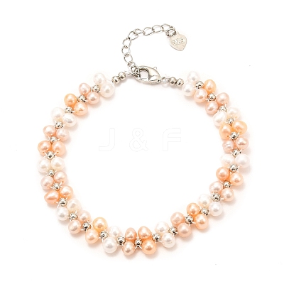 Natural Fresh Water Pearl Beaded Bracelets BJEW-D447-08G-01-1