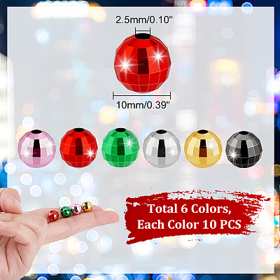60Pcs 6 Colors Opaque Acrylic Beads PACR-GA0001-01A-1