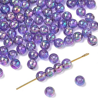 Medium Orchid AB Color Transparent Acrylic Round Beads X-PL732-10-1