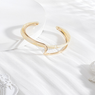 1Pc Brass Resin Cuff Bracelets for Women BJEW-LP0002-26B-1