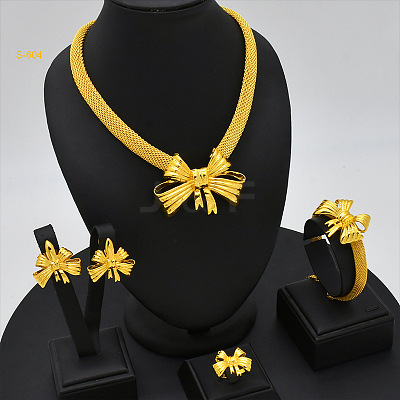 Alloy Pendant Necklaces & Stud Earrings & Bangles & Rings Sets FS-WGECFB6-01-1