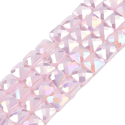 Electroplate Opaque Solid Color Glass Beads Strands X-EGLA-N002-42-01-1