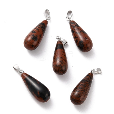 Natural Mahogany Obsidian Pendants G-F707-22-1