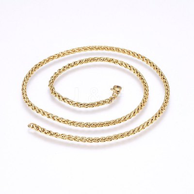 304 Stainless Steel Wheat Chain Necklaces NJEW-F227-05G-02-1