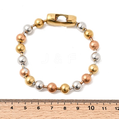 304 Stainless Steel Round Beaded Bracelets for Women Men BJEW-K240-10B-1