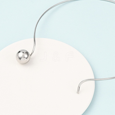 201 Stainless Steel Ball Charm Rigid Choker Necklaces for Women NJEW-Z098-05P-1